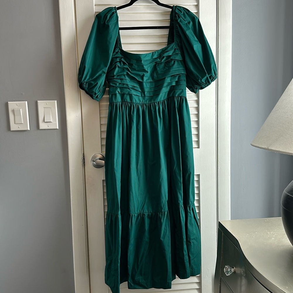 Abercrombie Emerson midi dress emerald green Large